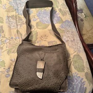 House of Harlow 1960 Taupe Leather Crossbody with Brass Studs